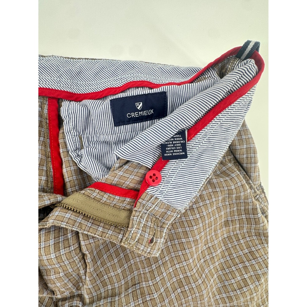 Cremieux Nantucket Mens 34 Plaid 100% Linen Shorts Flat Front Casual Preppy‎ - Picture 2 of 15